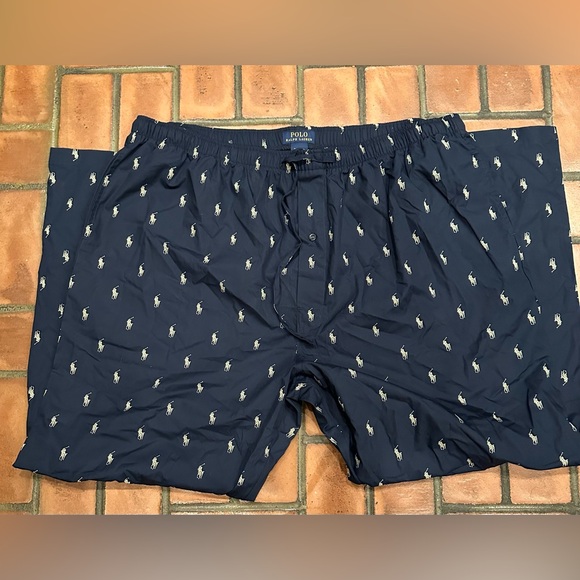 NWOT Polo by Ralph Lauren Navy Pajama Set with Repeat Logo Top XL bottom 2XL - Picture 5 of 12